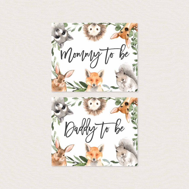 Forest Animals Mummy and Daddy To Be Chair Sign Printable