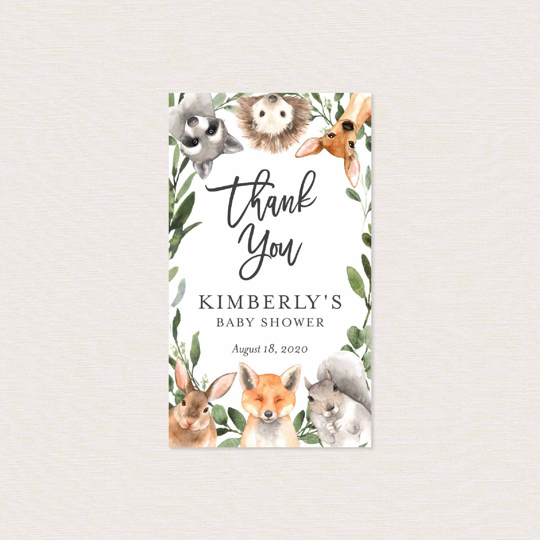 Forest Animals Baby Shower Favour Tag Printable