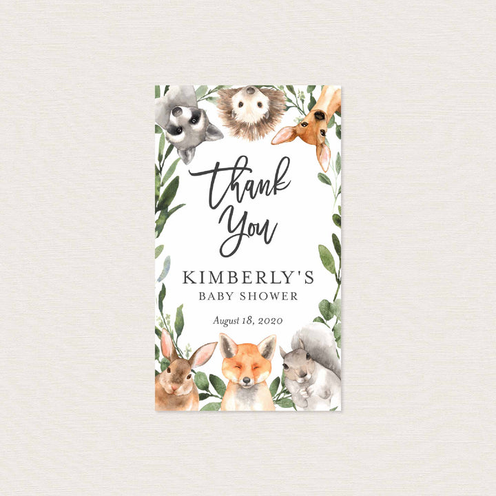 Forest Animals Baby Shower Favour Tag Printable