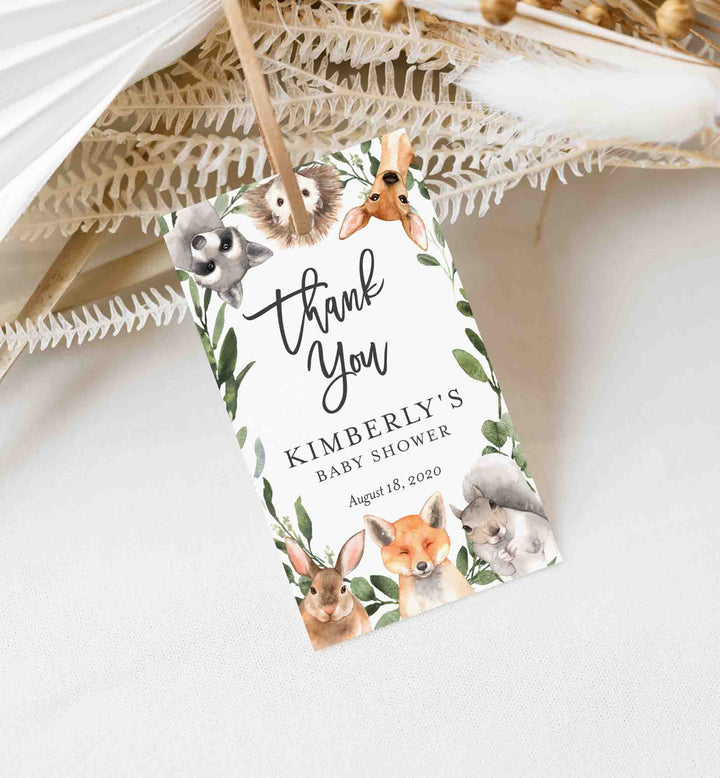 Forest Animals Baby Shower Favour Tag Printable