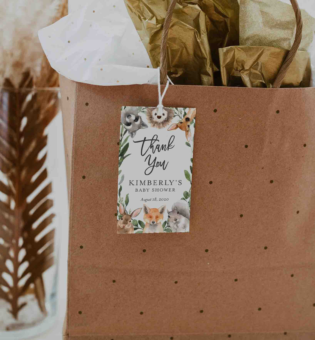 Forest Animals Baby Shower Favour Tag Printable