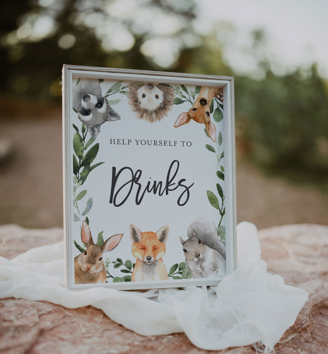 Forest Animals Baby Shower Food and Drinks Sign Printable
