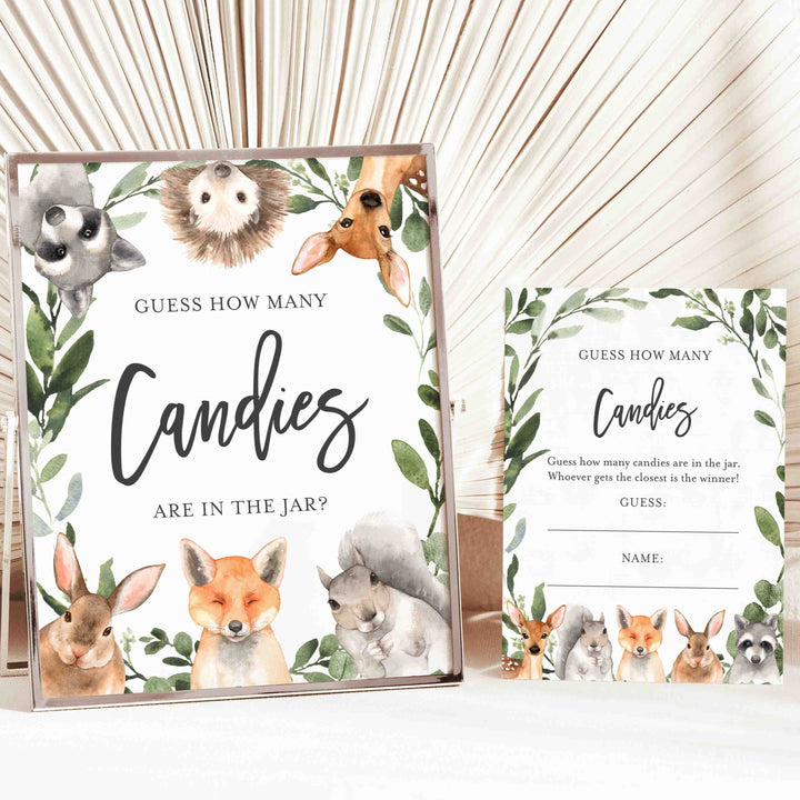 Forest Animals Baby Shower Guess How Many Candies Game Printable