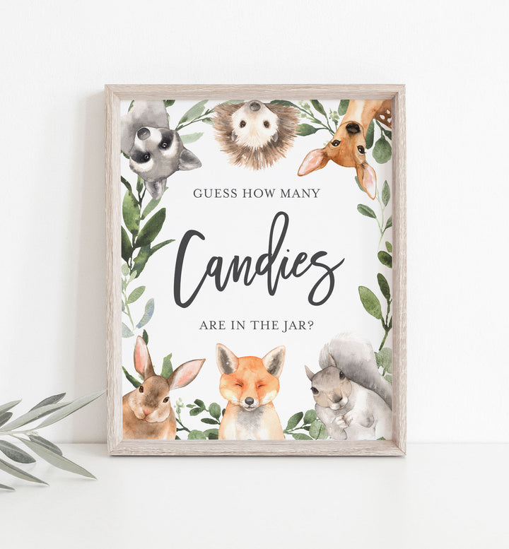 Forest Animals Baby Shower Guess How Many Candies Game Printable