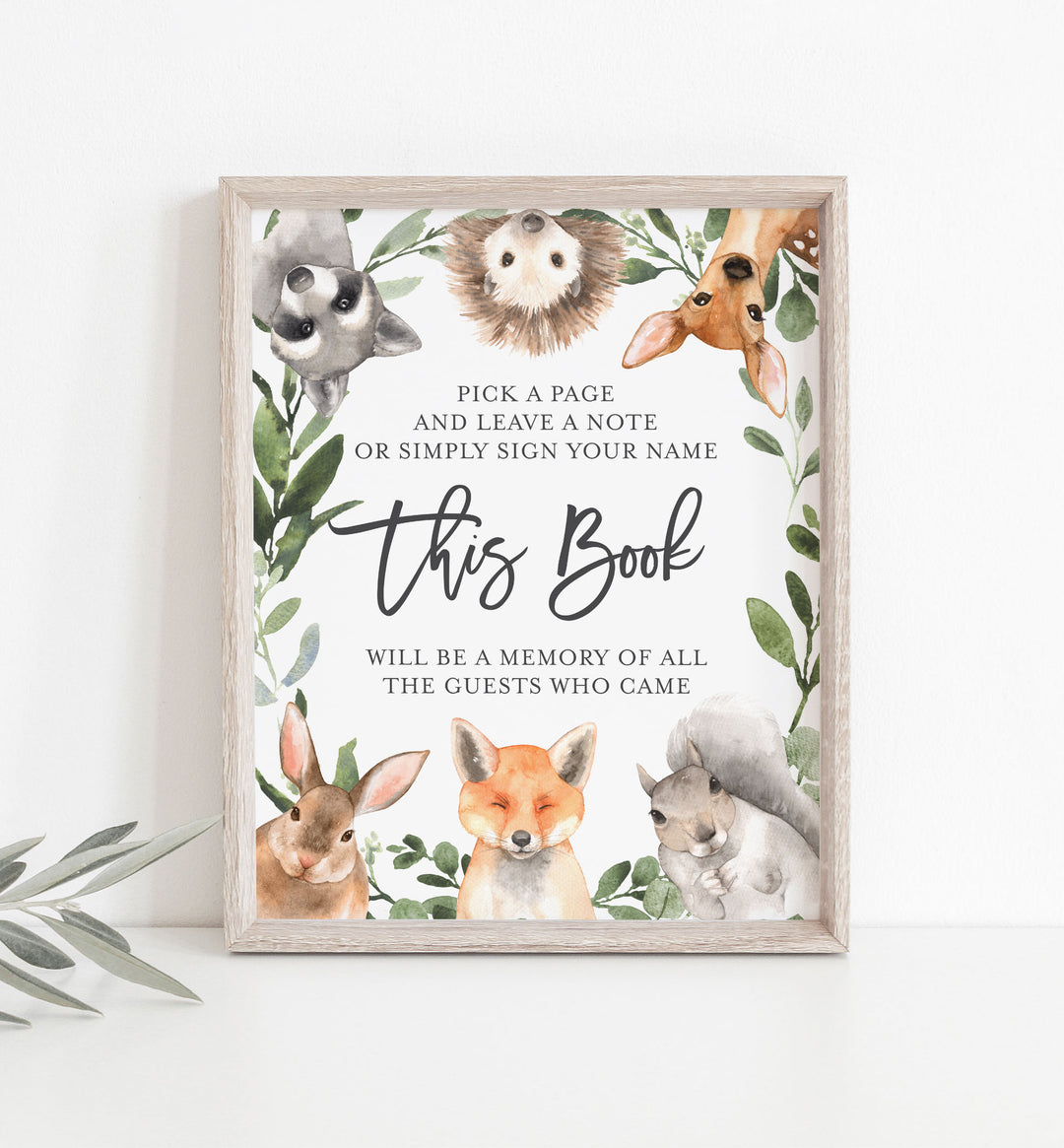 Forest Animals Baby Shower Guestbook Sign Printable