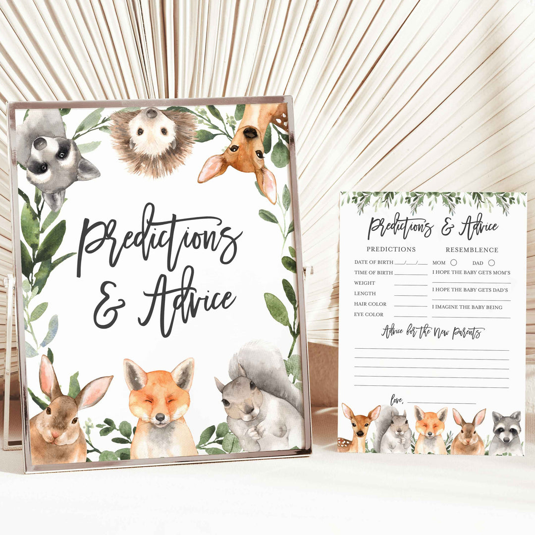 Forest Animals Baby Shower Predictions and Advice Printable