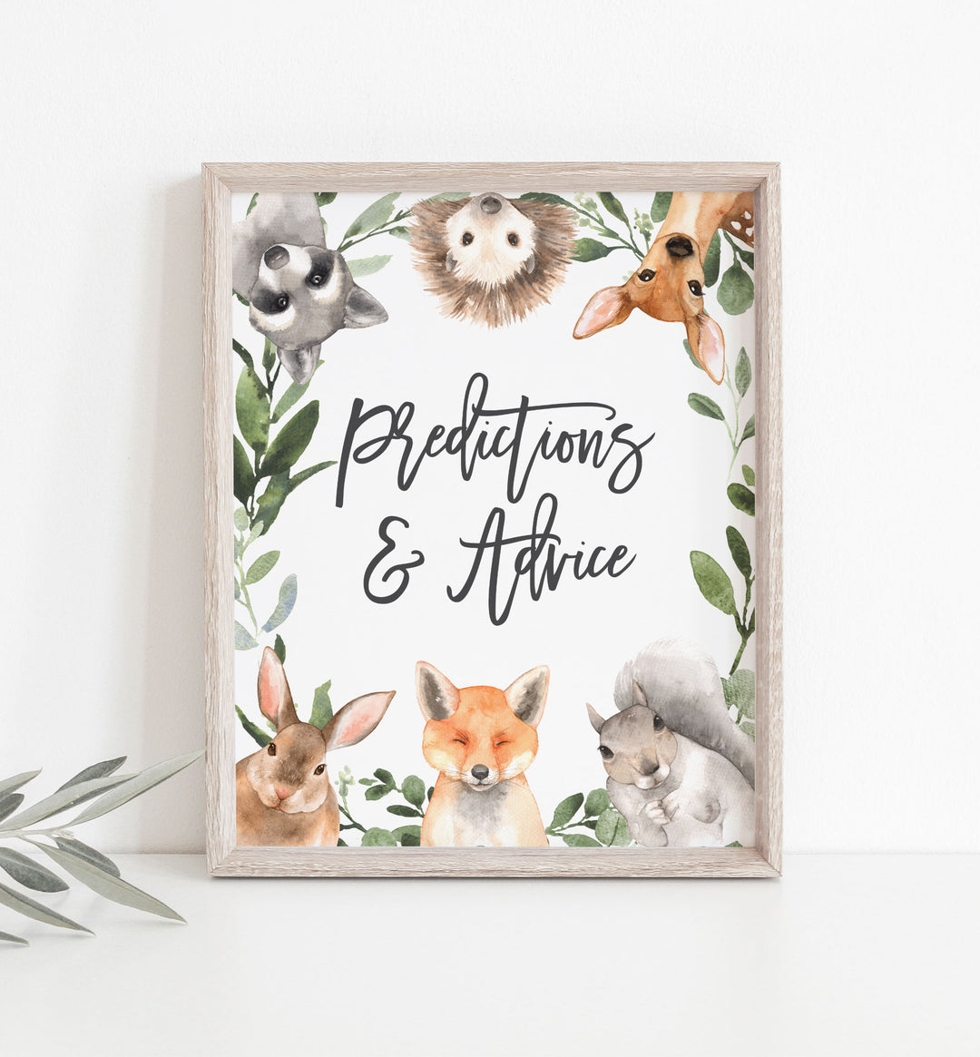 Forest Animals Baby Shower Predictions and Advice Printable