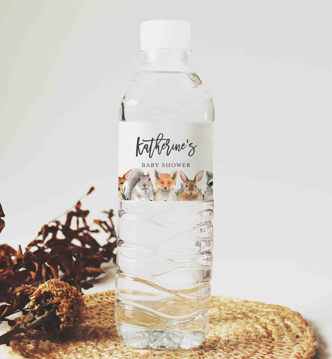Forest Animals Baby Shower Water Bottle Label Printable