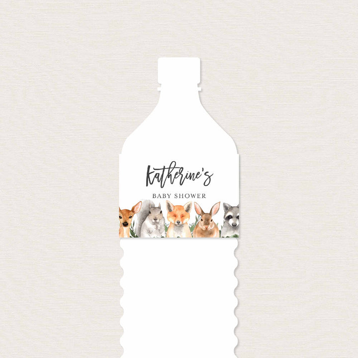Forest Animals Baby Shower Water Bottle Label Printable