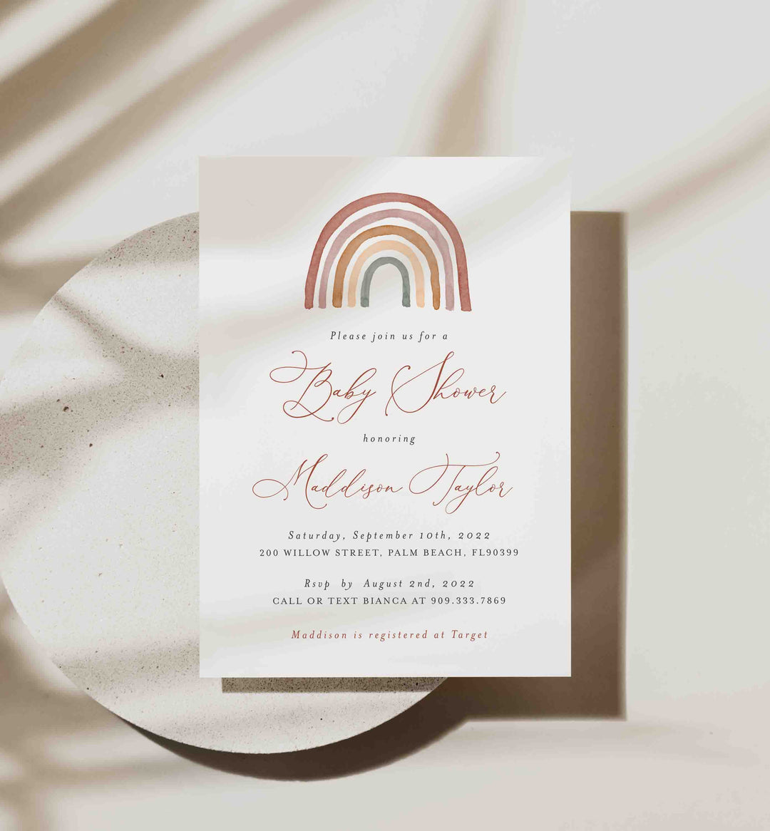 Rainbow Baby Shower Invitation Printable