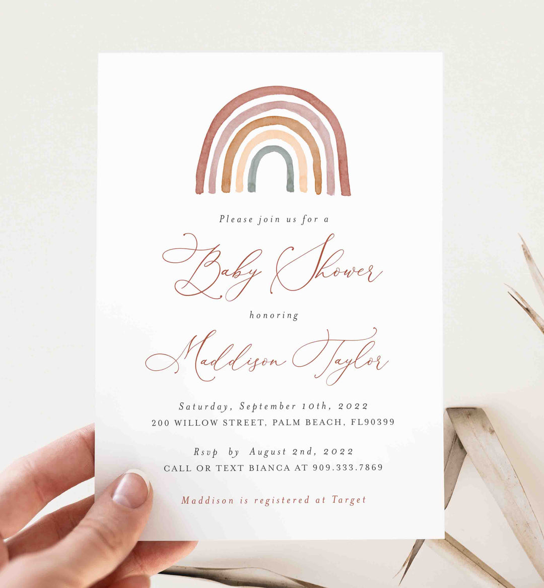 Rainbow Baby Shower Invitation Printable