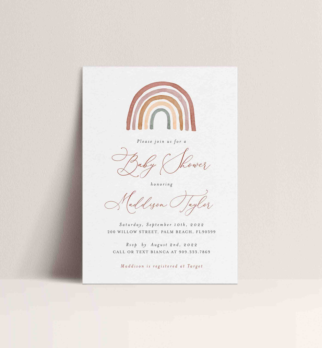 Rainbow Baby Shower Invitation Printable