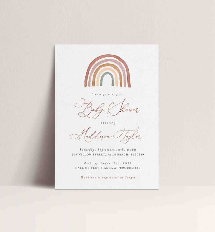 Rainbow Baby Shower Invitation Printable