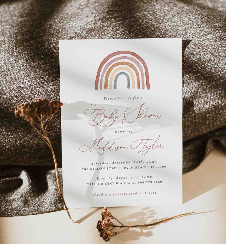 Rainbow Baby Shower Invitation Printable