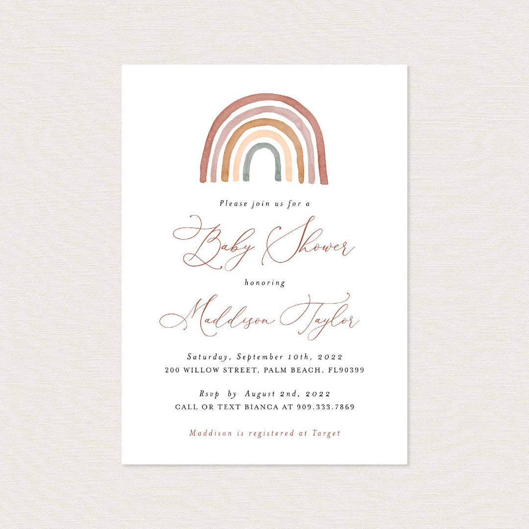 Rainbow Baby Shower Invitation Printable