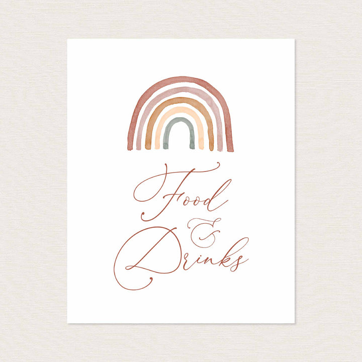 Rainbow Baby Shower Food and Drinks Sign Printable
