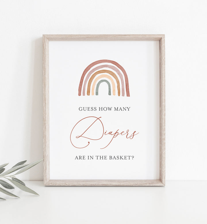 Rainbow Baby Shower Guess How Many Diapers Game Printable