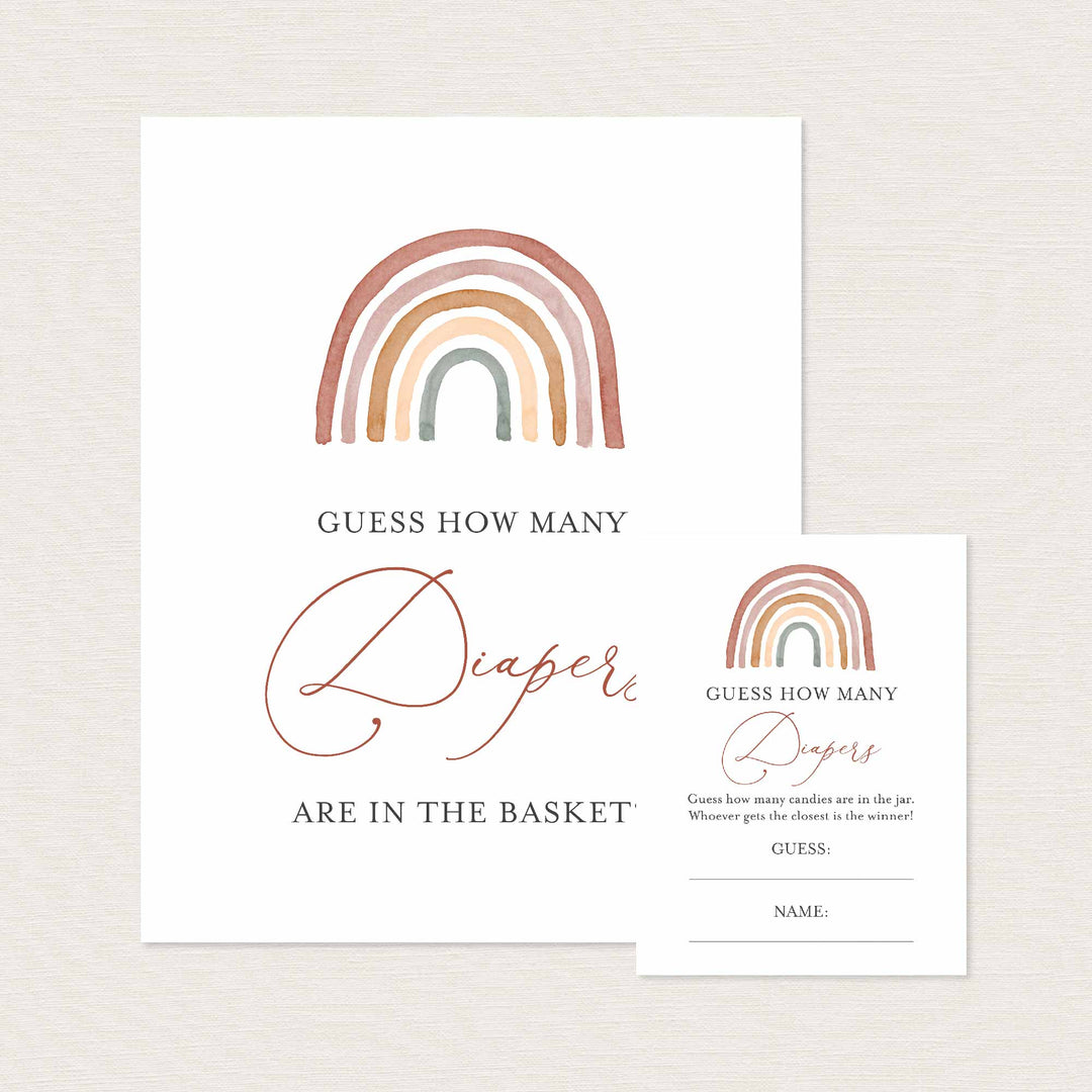 Rainbow Baby Shower Guess How Many Diapers Game Printable