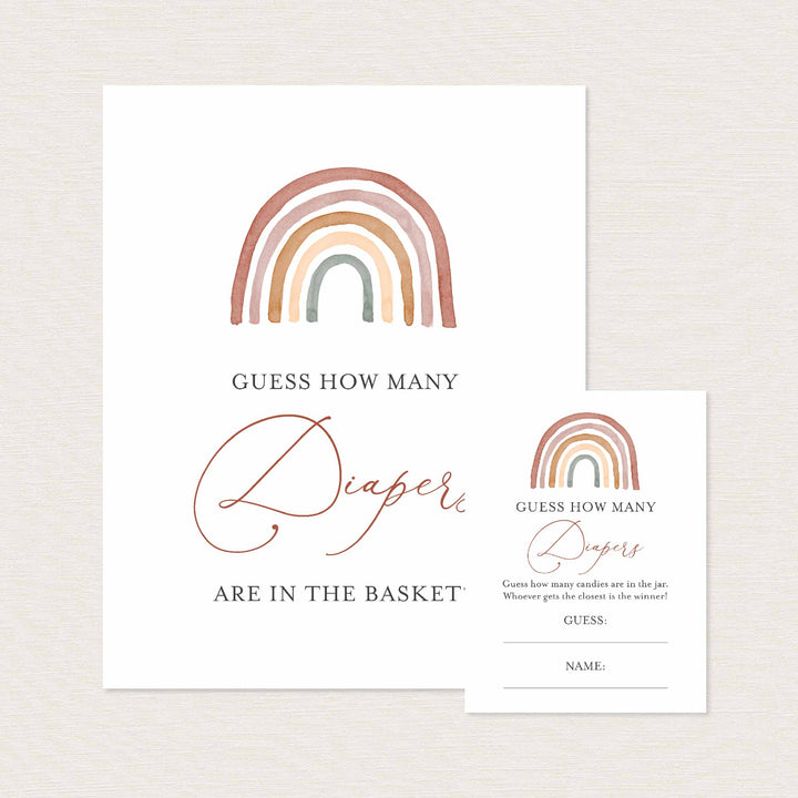 Rainbow Baby Shower Guess How Many Diapers Game Printable