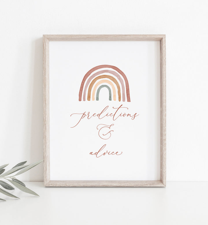 Rainbow Baby Shower Predictions and Advice Printable