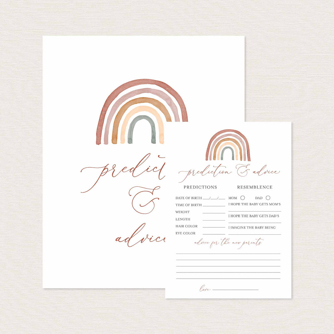 Rainbow Baby Shower Predictions and Advice Printable