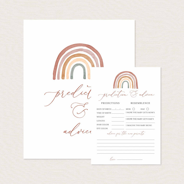 Rainbow Baby Shower Predictions and Advice Printable