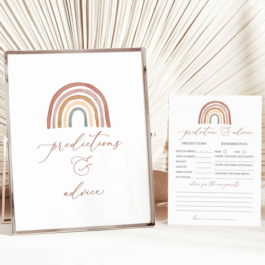 Rainbow Baby Shower Predictions and Advice Printable