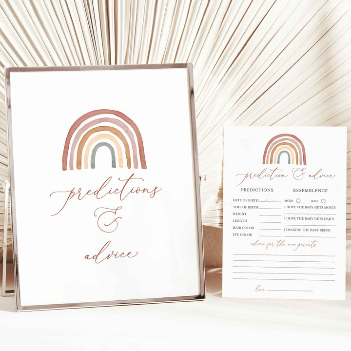 Rainbow Baby Shower Predictions and Advice Printable