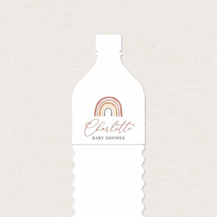 Rainbow Baby Shower Water Bottle Label Printable