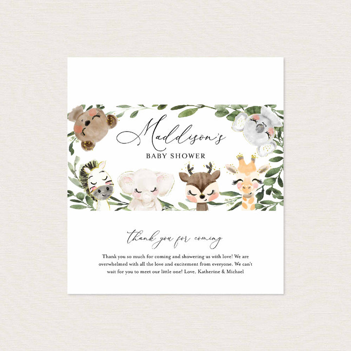 Baby Safari Baby Shower Chocolate Bar Wrapper Printable