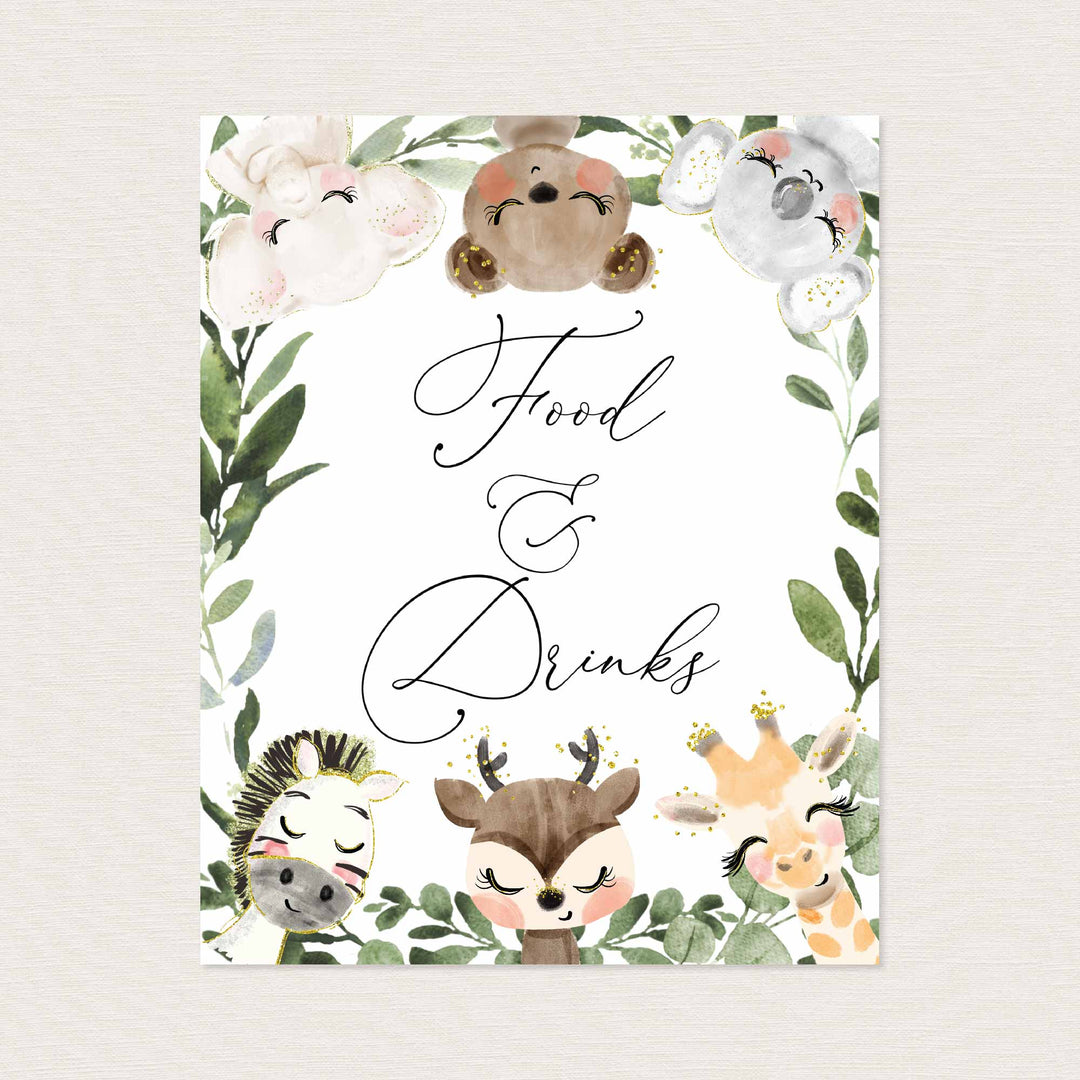 Baby Safari Baby Shower Food and Drinks Sign Printable