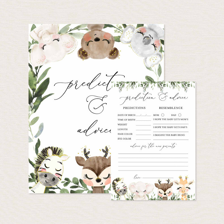Baby Safari Baby Shower Predictions and Advice Printable