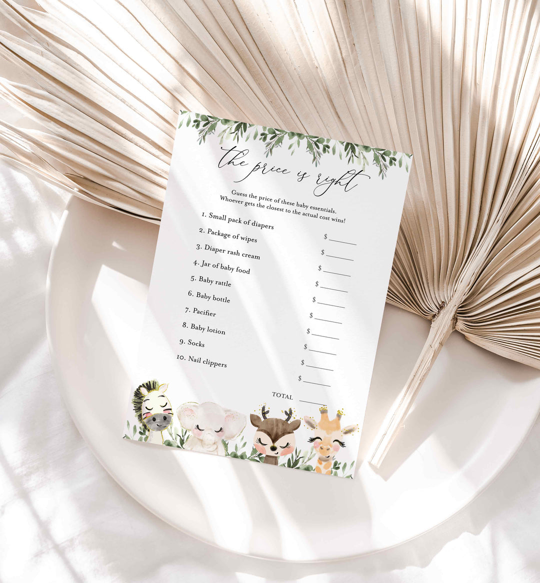 Baby Safari Baby Shower The Price Is Right Game Printable