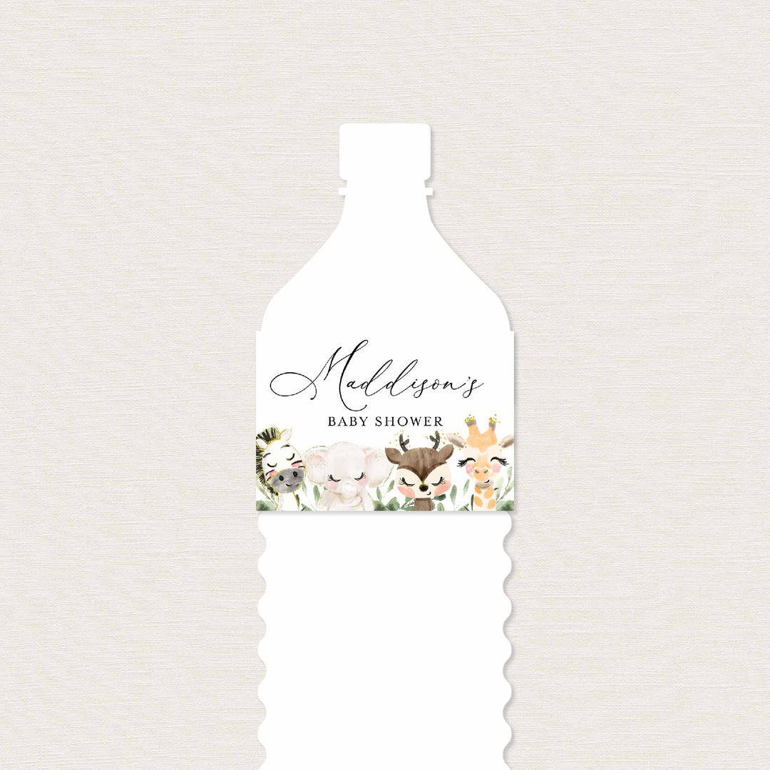Baby Safari Baby Shower Water Bottle Label Printable