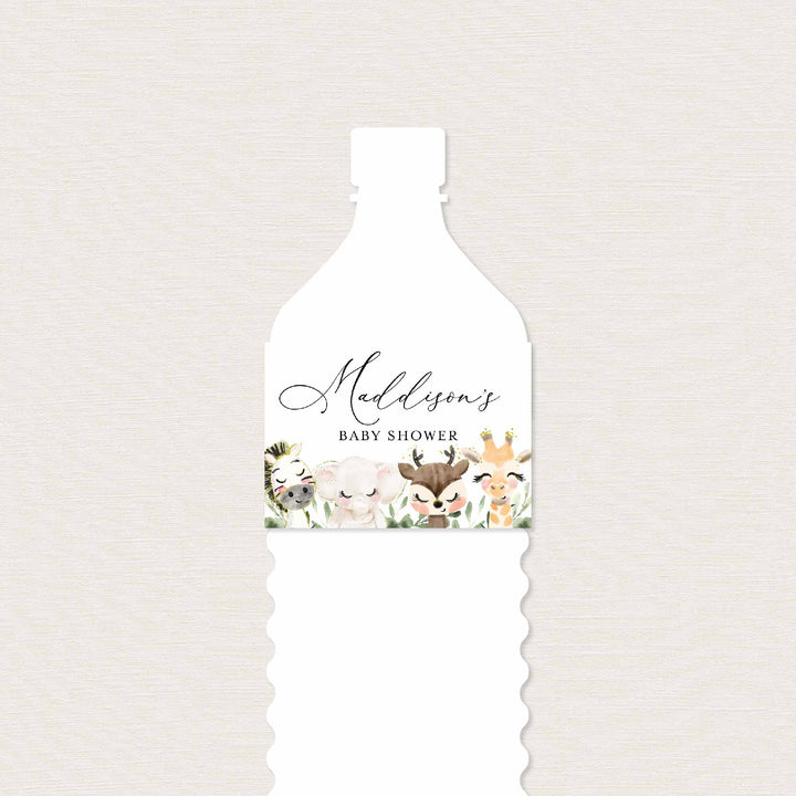 Baby Safari Baby Shower Water Bottle Label Printable
