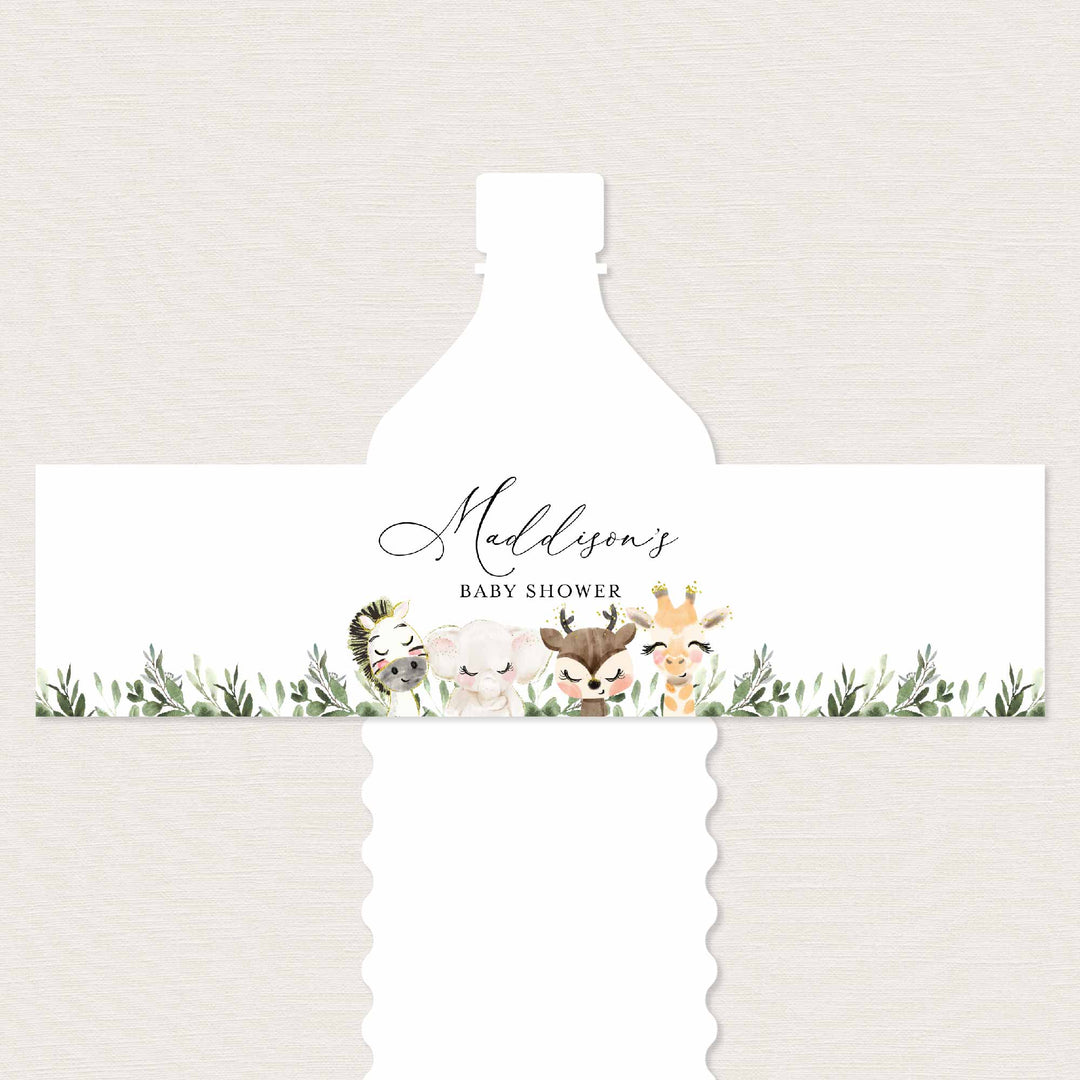 Baby Safari Baby Shower Water Bottle Label Printable