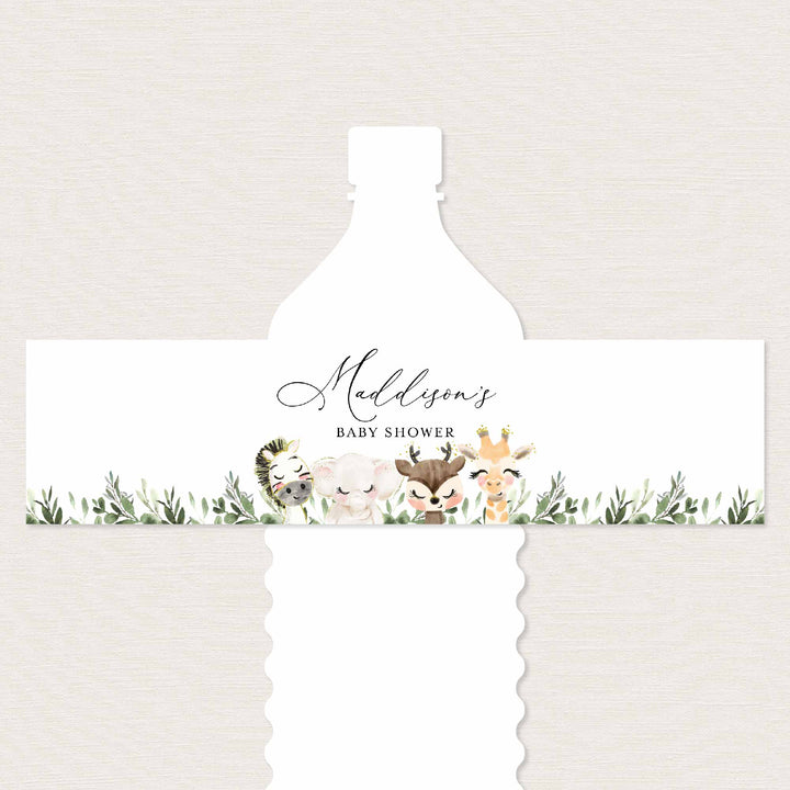 Baby Safari Baby Shower Water Bottle Label Printable
