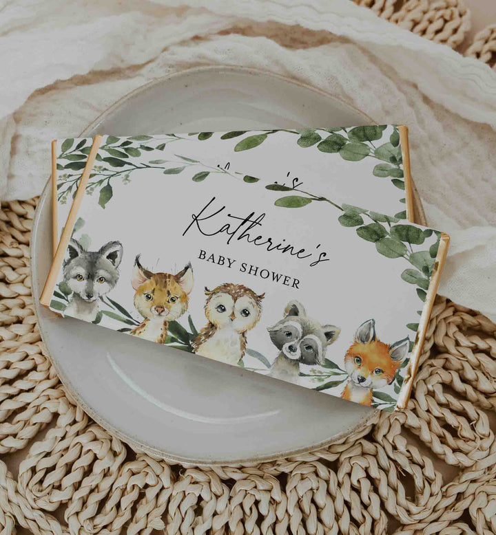 Little Woodland Baby Shower Chocolate Bar Wrapper Printable