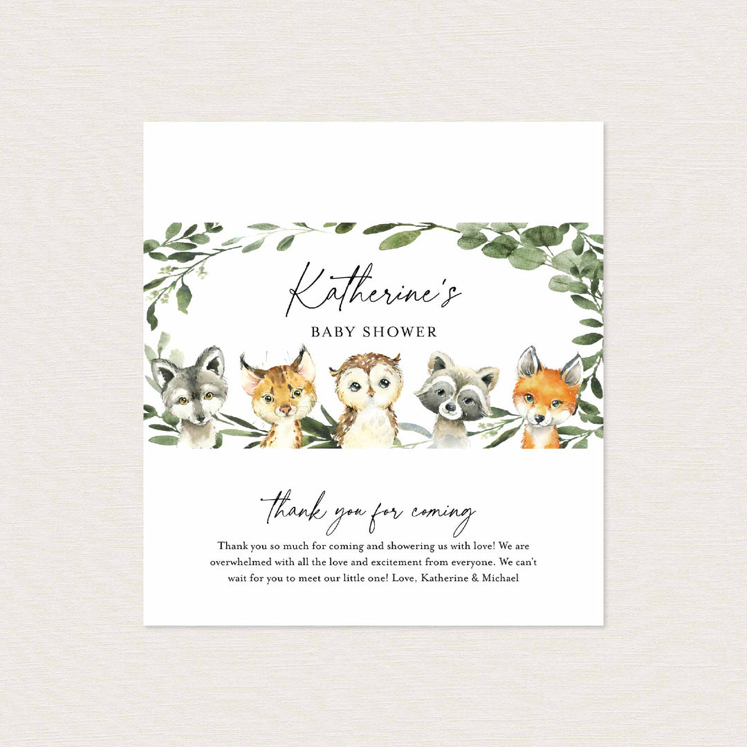 Little Woodland Baby Shower Chocolate Bar Wrapper Printable