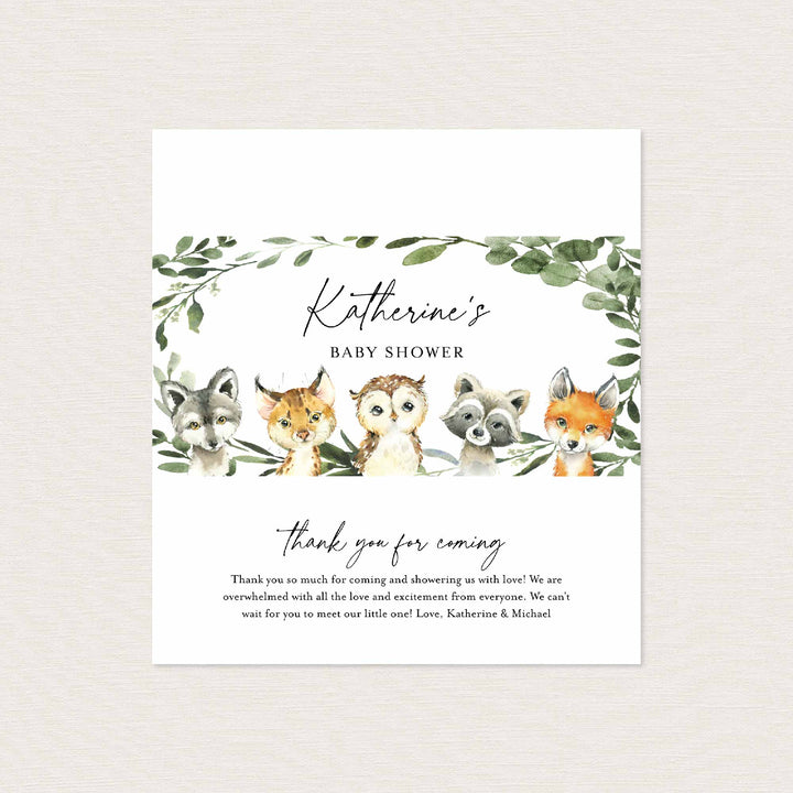Little Woodland Baby Shower Chocolate Bar Wrapper Printable
