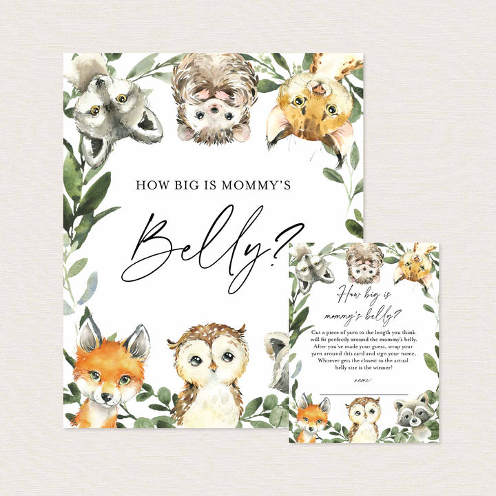 Little Woodland Baby Shower How Big Is Mummy's Belly Game Printable