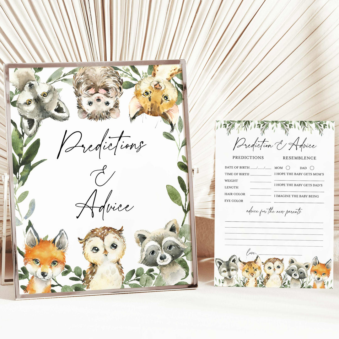 Little Woodland Baby Shower Predictions and Advice Printable
