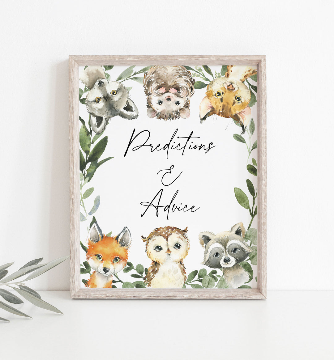 Little Woodland Baby Shower Predictions and Advice Printable