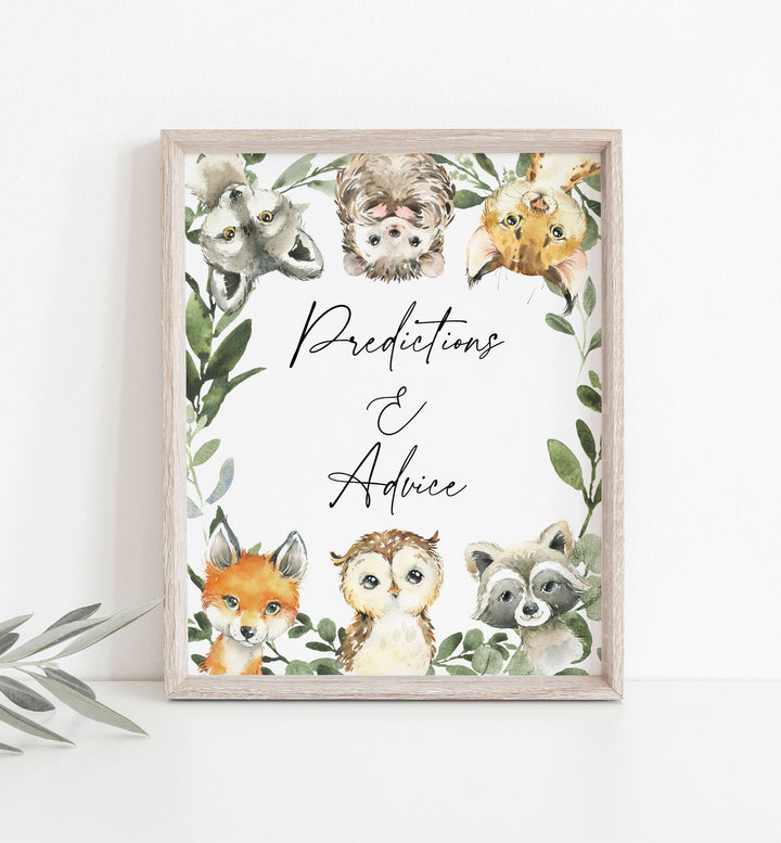 Little Woodland Baby Shower Predictions and Advice Printable