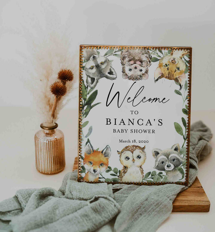 Little Woodland Baby Shower Welcome Sign Printable