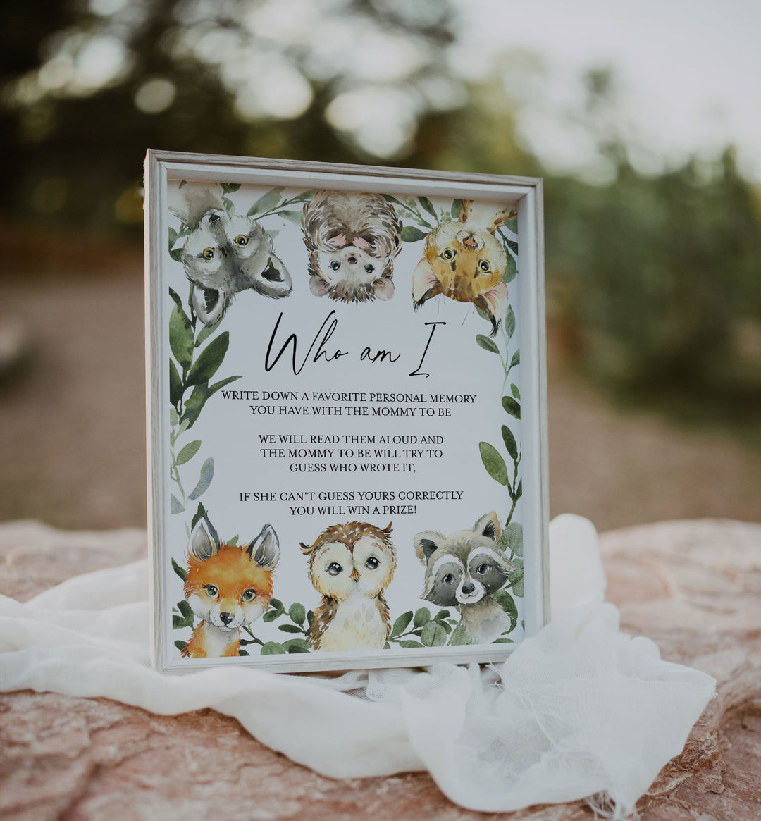 Little Woodland Baby Shower Who Am I Game Printable