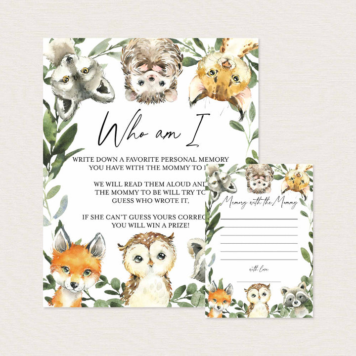 Little Woodland Baby Shower Who Am I Game Printable