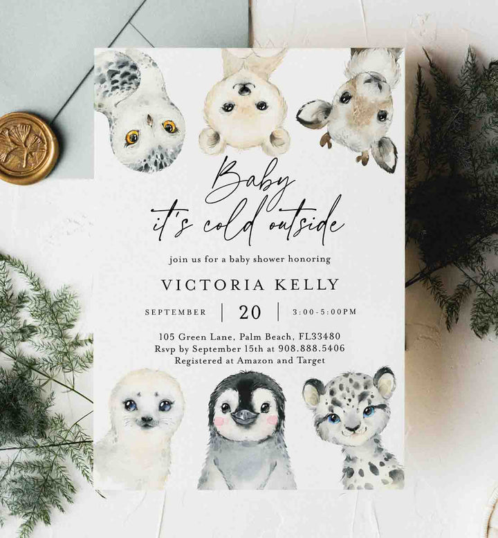 Little Arctic Baby Shower Invitation Printable