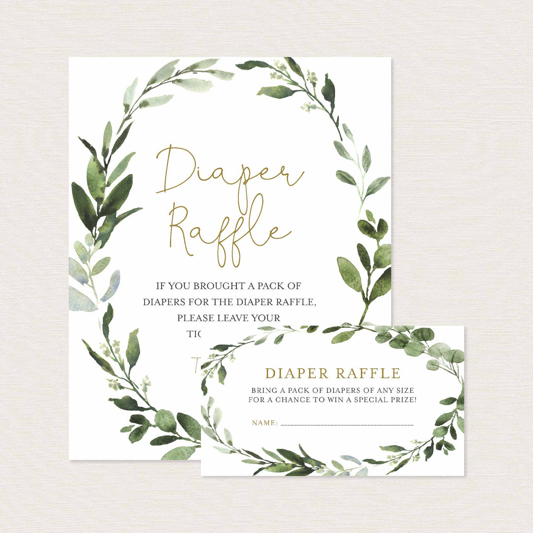 Foliage Baby Shower Diaper Raffle Printable