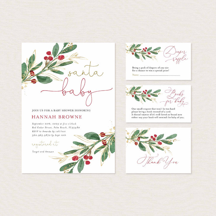 Winter Berry Baby Shower Suite Printable